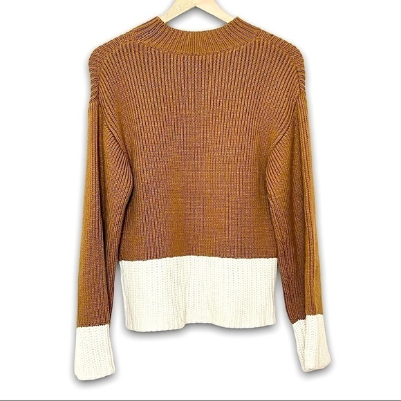 VICTOR ALFARO Wool Blend Chunky Knit Wide Sleeve‎ Colorblock Mockneck Sweater XS - Picture 4 of 7
